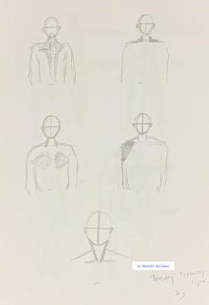 Drawing 12. Portrait. I drew the upper body of a person facing the front.