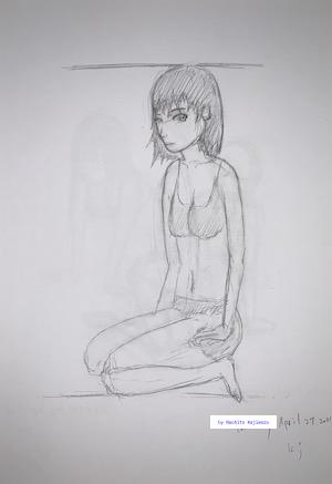 Drawing 19. Comic art. I drew a woman in a sitting swimsuit.