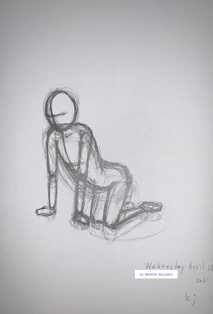 Drawing 20. Portrait. I drew a person with a forward leaning posture.