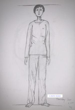 Drawing 52. Figure drawing. I drew a woman dressed up and standing upright.