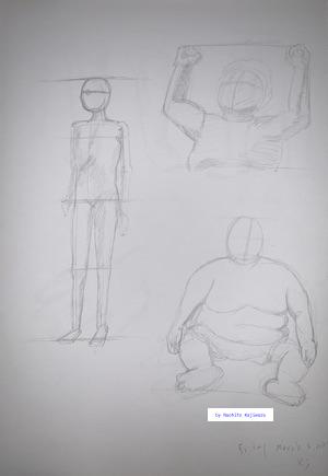 Drawing 60. Portrait. I drew a person with a thick body and a normal person.