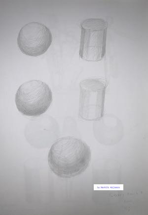 Drawing 61. Still life. I drew a sphere and a cylinder.