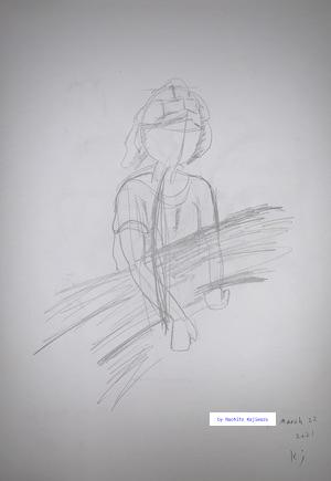 Drawing 70. Portrait. I drew a woman holding a straw.