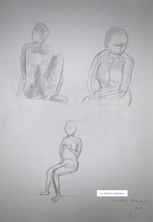 Drawing 73. Portrait. I drew a person sitting, a person facing the lower left.